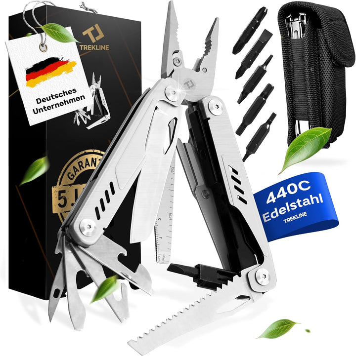 TREKLINE Premium Multitool Werkzeug [rostfreier Edelstahl] Survival Multifunktionsmesser perfektes C