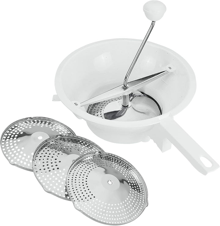 Metaltex Passiermaschine Spring mit 3 Edelstahl Scheiben, ø 24 cm, Weiss Weiss 24 cm, Weiß 24 c