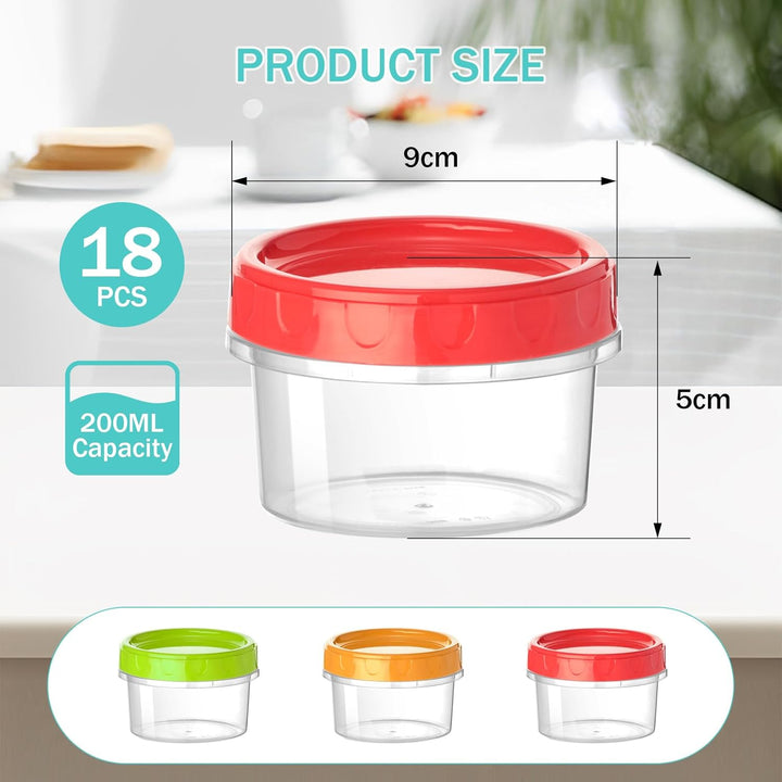 VINATO 18Pcs Frischhaltedosen Mit Deckel, 200ml Kleine Dosen Mit Deckel Plastik, Wiederverwendbare L