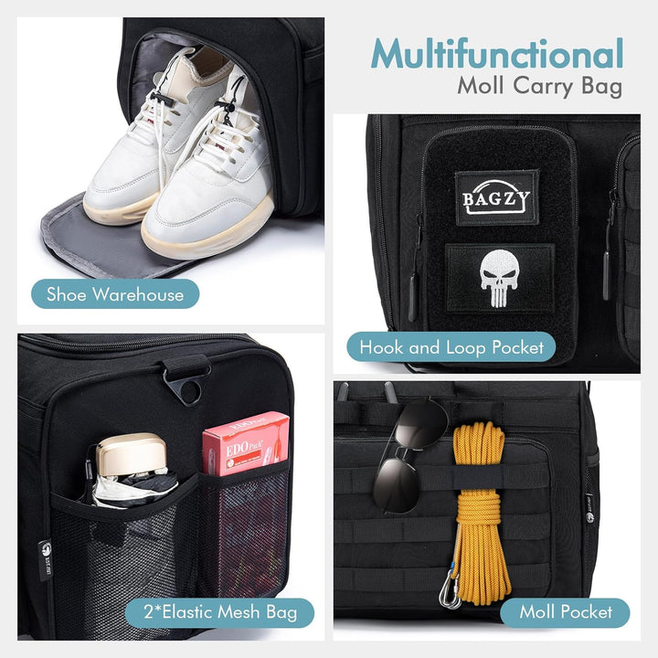 BAGZY Arbeitstasche Herren 40L Taktische Reisetasche Sporttasche mit Rucksackfunktion Einsatztasche