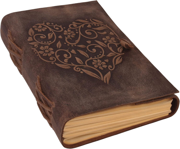 moonster Damen Notizbuch Leder liniert mit Herzmotiv Kleine linierte Notizbücher 18x13cm Kraftpapier