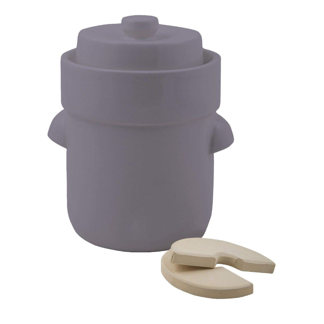 Ms-Steinzeug Gärtopf Sauerkrauttopf 3 Liter + Beschwerungssteine weiss Braun, Braun