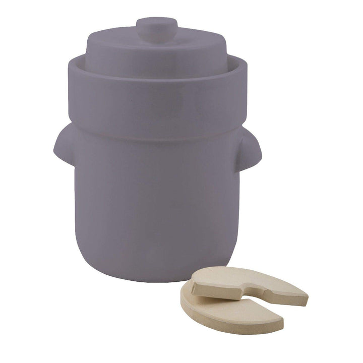 Ms-Steinzeug Gärtopf Sauerkrauttopf 3 Liter + Beschwerungssteine weiss Braun, Braun