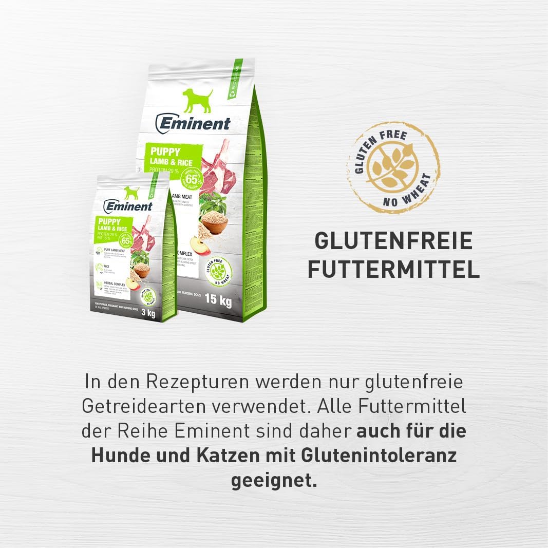 Eminent Puppy Lamb & Rice | Glutenfreies Hundefutter | High Premium Trockenfutter für Welpen, trächt