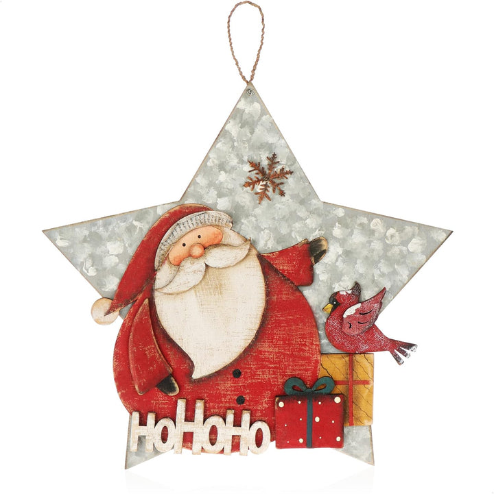 com-four® Hängedeko Weihnachten - Holz-Aufhänger in Sternform ca. 32,5 x 31 cm - grosses Deko-Herz m