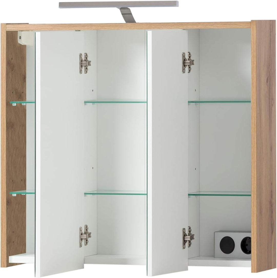 Schildmeyer Carlos Spiegelschrank, Holzwerkstoff, Eiche Landhaus Dekor, 65 cm Eiche Landhaus Dekor 6