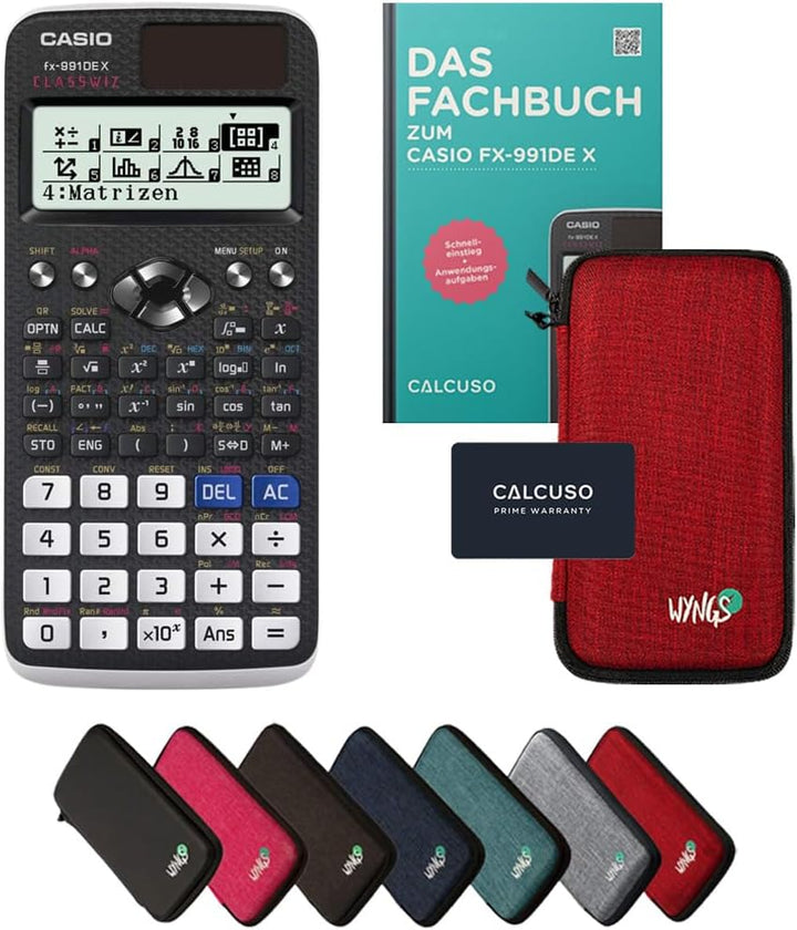 CALCUSO Standardpaket: Casio FX-991 DE X technisch-wissenschaftlicher Taschenrechner + WYNGS Schutzt