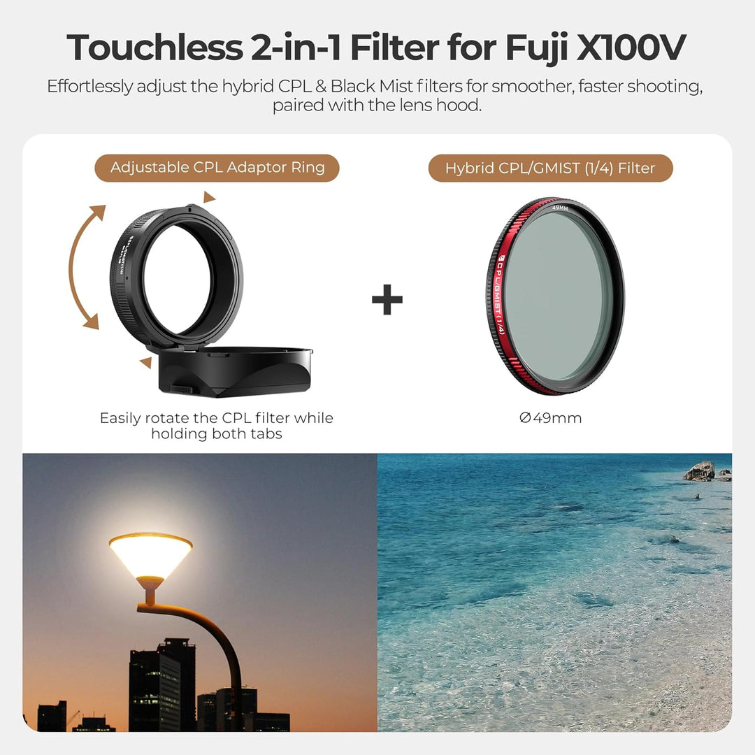 Freewell The Real Gegenlichtblende - Hybrid CPL/Mist Filter, Flipable, Touchless Filterbetrieb für F