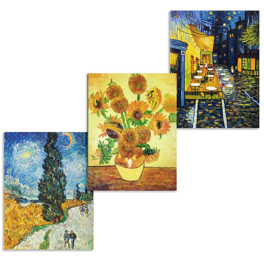 Handgemalte Ölgemälde auf Leinwand Vincent Van Gogh‘s berühmte klassische 3 Kunstwerke Kombination a