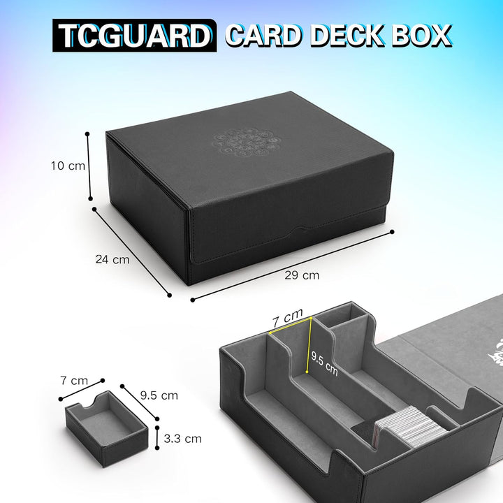 Sammelkarten Aufbewahrungsbox für 1800+ Karten, Magnetische Card Deck Box mit Tragezubehör, Sammelka