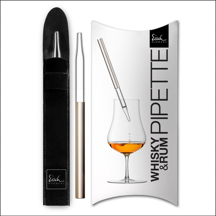EISCH Whisky Pipette Platin - Handgefertigte Glaspipette veredelt mit echtem Platin - Made in German