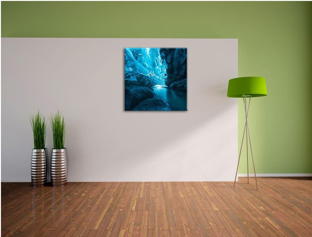 abstrakte Eislandschaft, Format: 70x70 auf Leinwand, XXL riesige Bilder fertig gerahmt mit Keilrahme