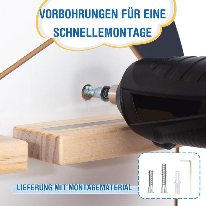 Todeco Tonie-Regal für Toniebox Hörfiguren, Magnetische Aufbewahrung für 20-25 Tonie, Wandregal Kind