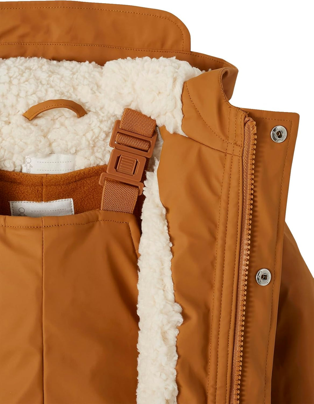 Vertbaudet Baby-Set: Thermo-Regenjacke mit Webpelz und Matschhose, Recycling-Polyester karamell 80
