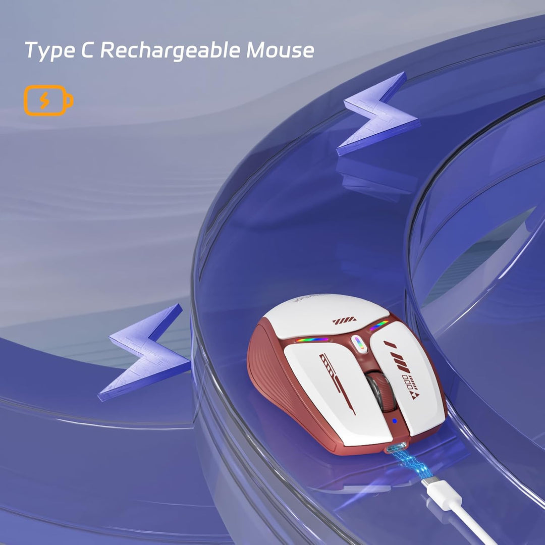 Uiosmuph G19 Bluetooth Maus, LED Bluetooth Funkmaus (Tri-Mode: BT 5.1/5.0+2.4G), Batteriestand sicht