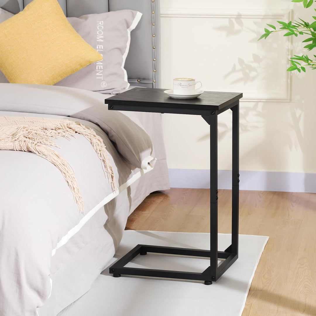 AMHANCIBLE Beistelltisch, Beistelltisch Couch, Couchtisch C Form, Sofatisch Schwarz 1, Schwarz 1