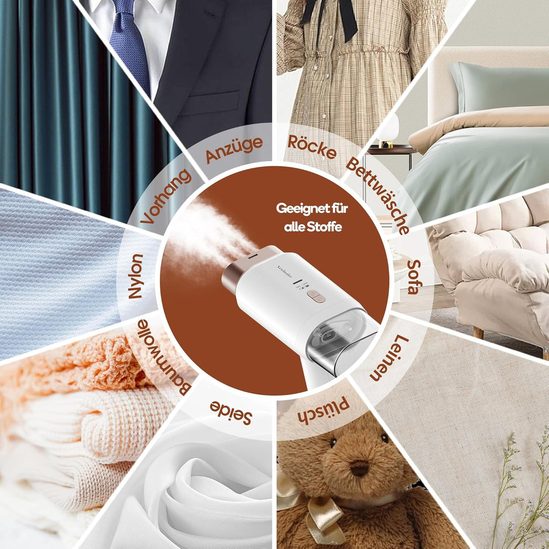 Newbealer Steamer Reise Dampfglätter, 2-in-1 Reisebügeleisen mit umschaltbarer Spannung - 220V/120V,