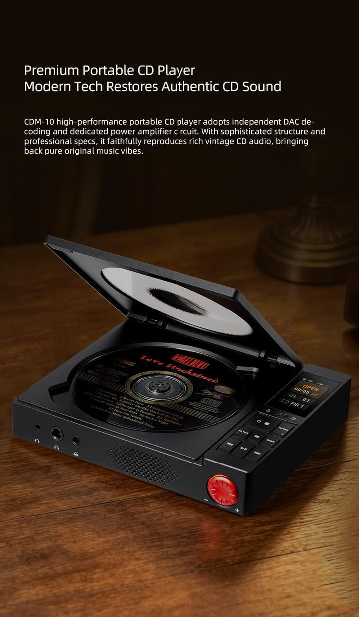 xDuoo CDM-10 Tragbarer Röhren-CD-Player &amp; Kopfhörerverstärker, 1087mW BAL | 2x CS43198-DAC, 2x JAN64