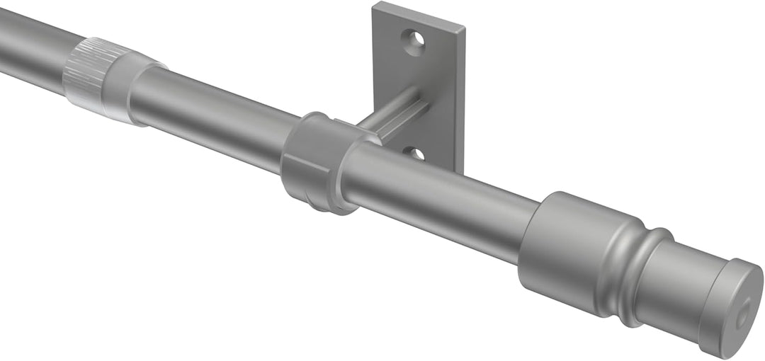 Interdeco Cafehausstangen (2 Stück), Scheibenstangen Silbergrau in 12 mm Ø, Sora, 55-85 cm ausziehba