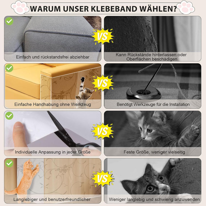 Kratzfolie Katzen Selbstklebend 30cm x 5m Kratzschutz Sofa Katze Transparent Kratzschutz Katze Matt