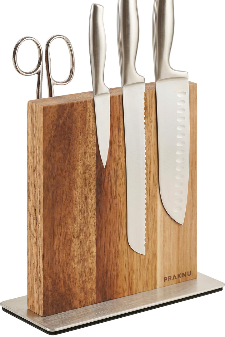 Magnetischer Messerblock ohne Messer - Beidseitig Starker Magnet - Messerhalter aus FSC®-Akazienholz