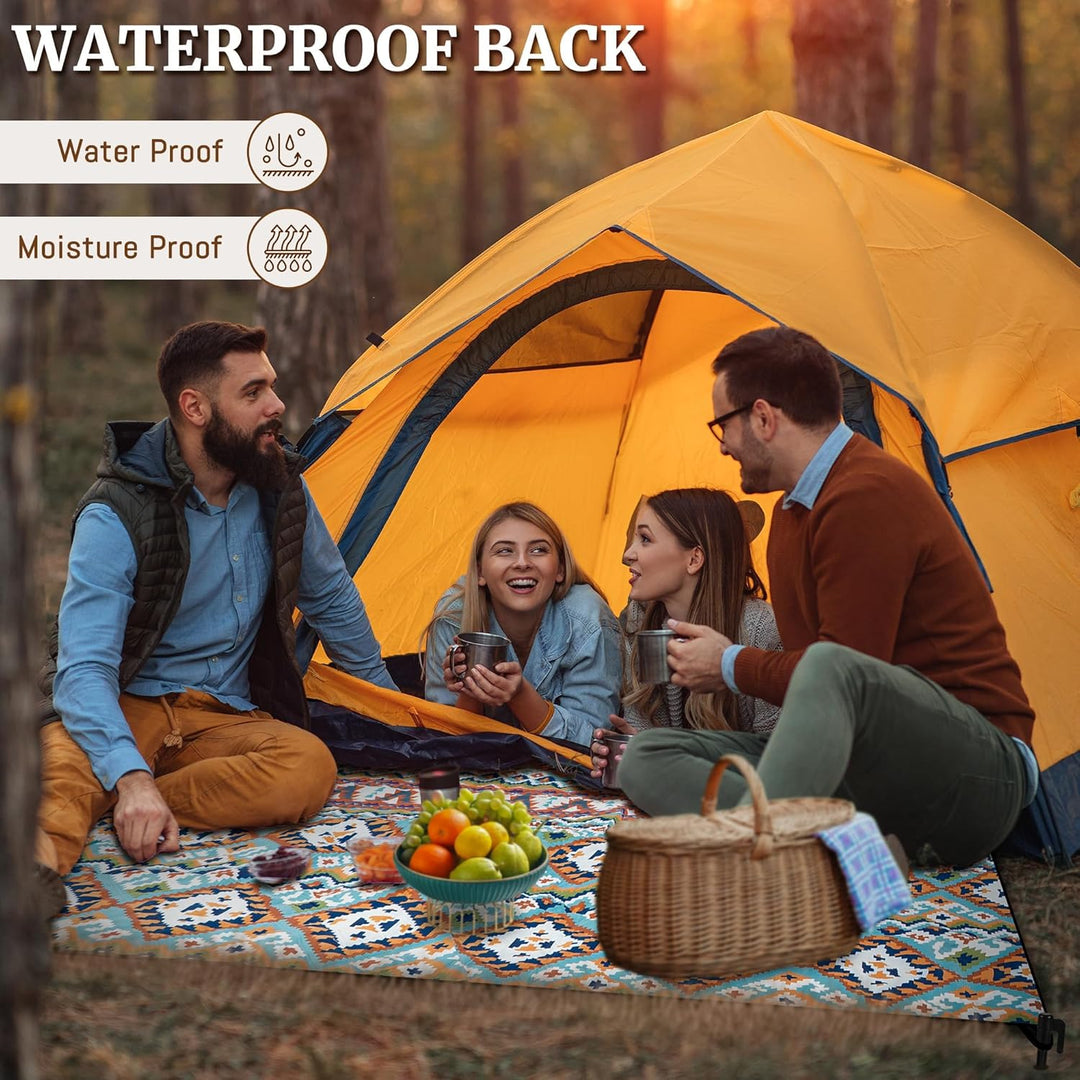 Gucass Boho Picknickdecke 150x200cm, Wasserdicht Stranddecke Sandfrei Strandmatte mit Tragegurt & 4X