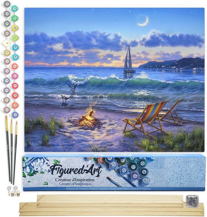 Figured'Art Malen Nach Zahlen Erwachsene Mit Rahmen Abendlicher Strandausblick - Paint by Numbers Ba