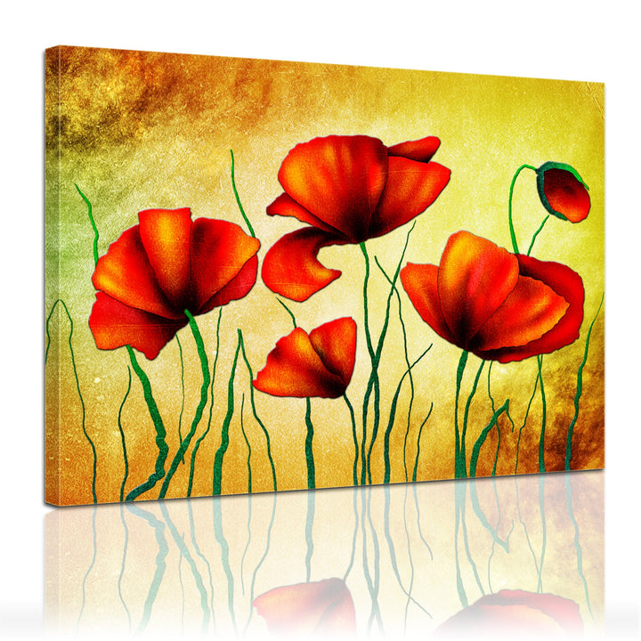 Bilderdepot24 Bild auf Leinwand | Mohnblumen in 60x50 cm als Wandbild | Wand-deko Dekoration Wohnung