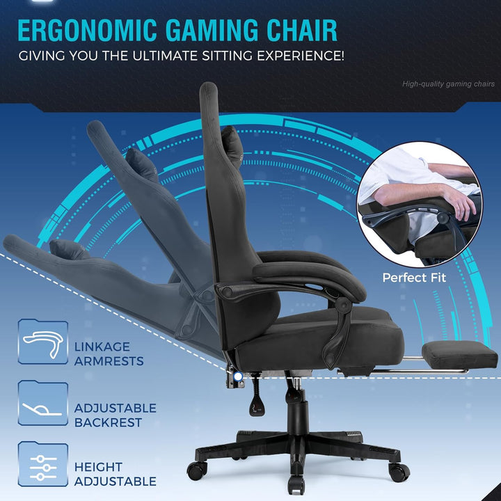 GTPLAYER Gaming Stuhl, Atmungsaktiver Bürostuhl, bürostuhl ergonomisch, Hochwertiger - Stoff, Ergono