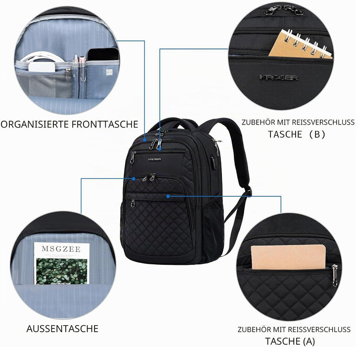KROSER Laptop Rucksack 17,3'' Business Rucksack Schulrucksack Grosser Wasserdicht Taschen Reise Back