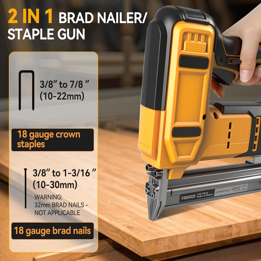 Schnurloser 18GA Brad Nailer kompatibel mit Dewalt 20V MAX Akku, bürstenloser Narrow Crown Stapler m