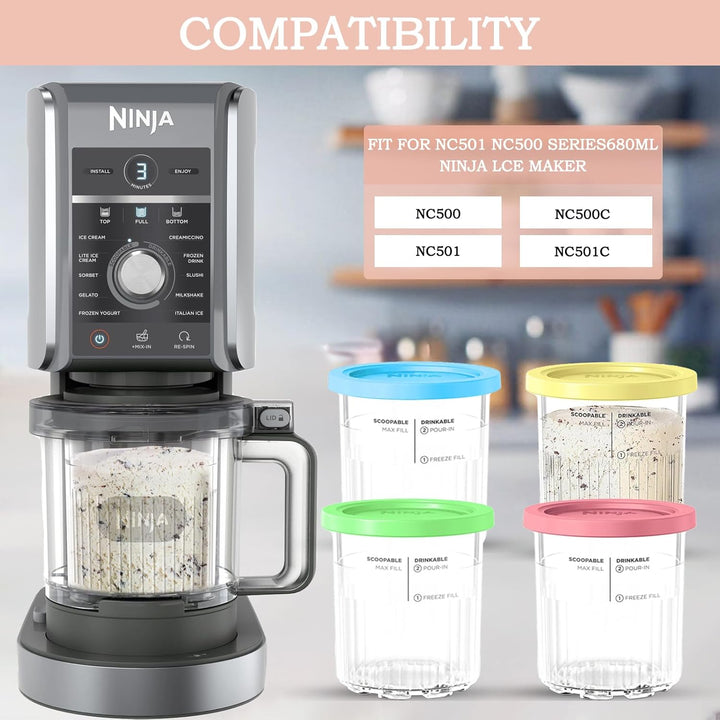 XSYKJGS Eisbehälter für Speiseeis 4er-Set Behälter Hausgemachte für Ninja Creami Eismaschine - Pint-