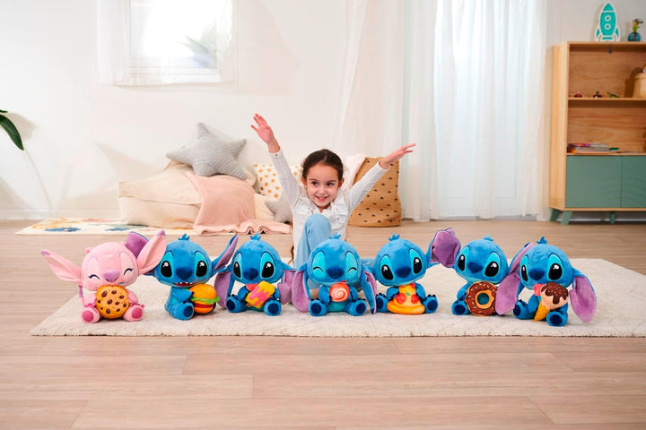 Simba Disney Stitch Kuscheltier mit Pizza – Plüschfigur zum Knuddeln, mit Pizza‑Stück in der Hand, i