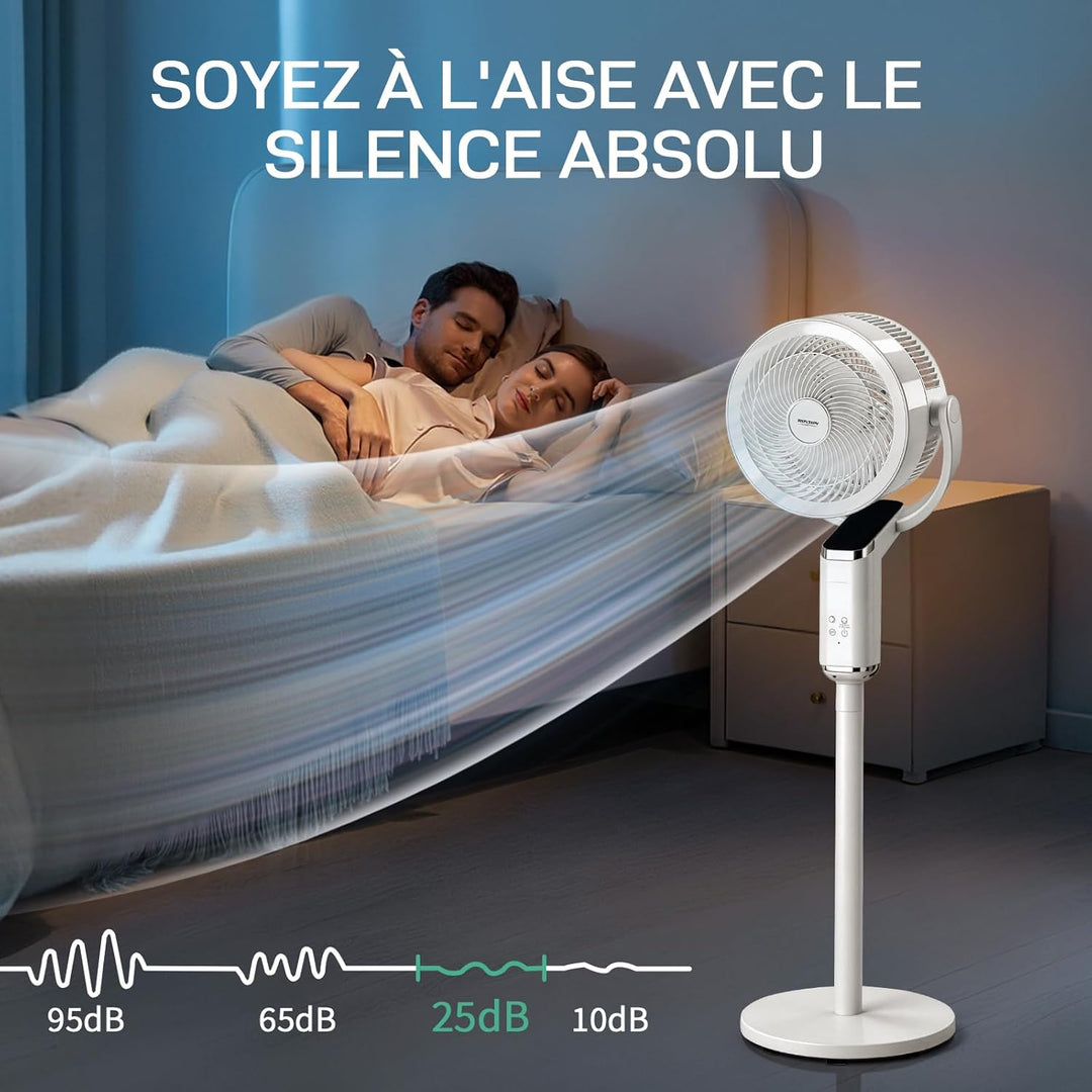 LEADZM Standventilator, leise, leistungsstark, omnidirektionale Oszillation 90 ° + 120 °, Höhe 62 –