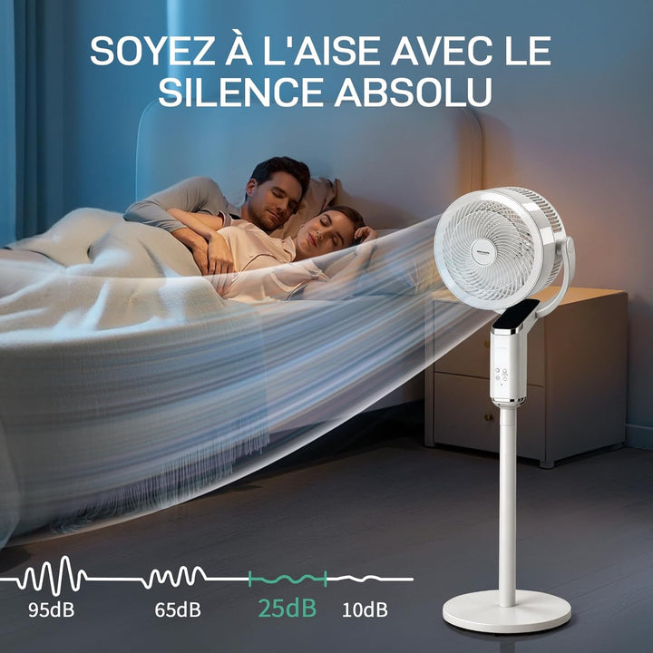 LEADZM Standventilator, leise, leistungsstark, omnidirektionale Oszillation 90 ° + 120 °, Höhe 62 –