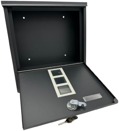 Briefkasten, Postkasten Zeitungsfach, Schloss mit Kupfer-Schliesszylinder+drehbarer Abdeckung, 4 Sch