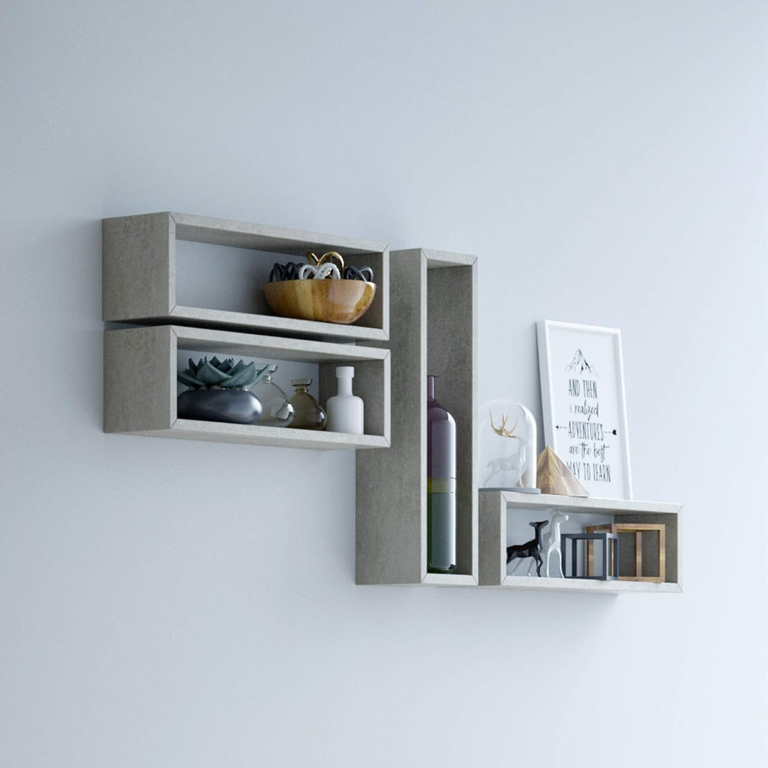 MOBILI FIVER, 4er-Set Iacopo Würfelregale Cubo, Esche, Schwarz, Made In Italy 59 x 14,5 x 17 cm Esch