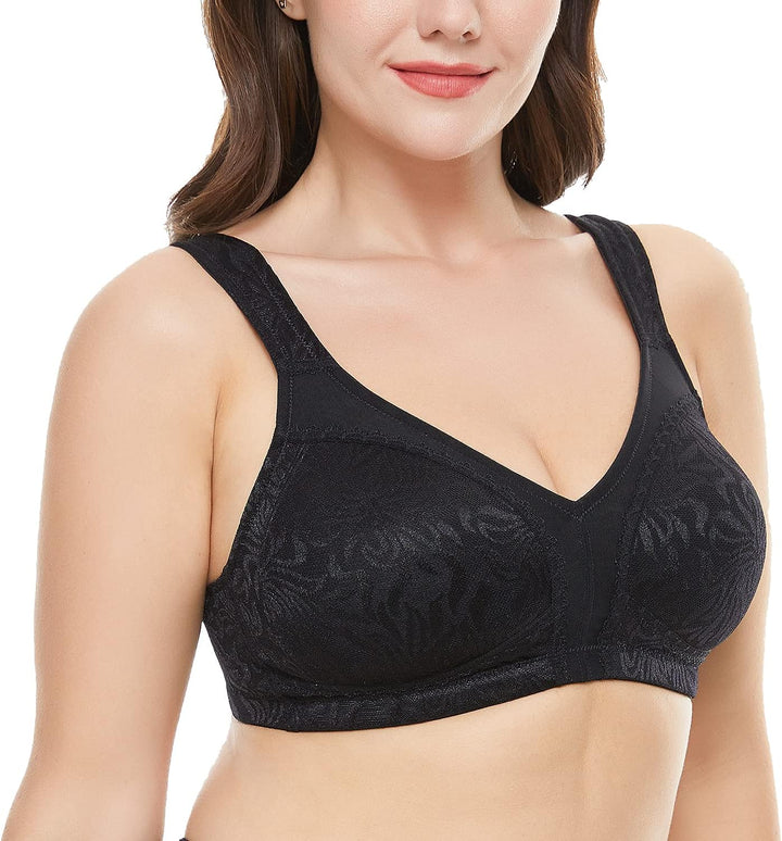 Wingslove Damen Minimizer BH ohne Bügel Grosse Brüste Bügelloser Entlastungs Breite Träger Vollfigur