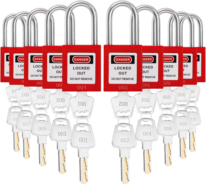 WUWEOT 10 Stück Lockout Tagout Schlösser, verschiedene rote Loto Safe Vorhängeschlösser, OSHA-Sicher