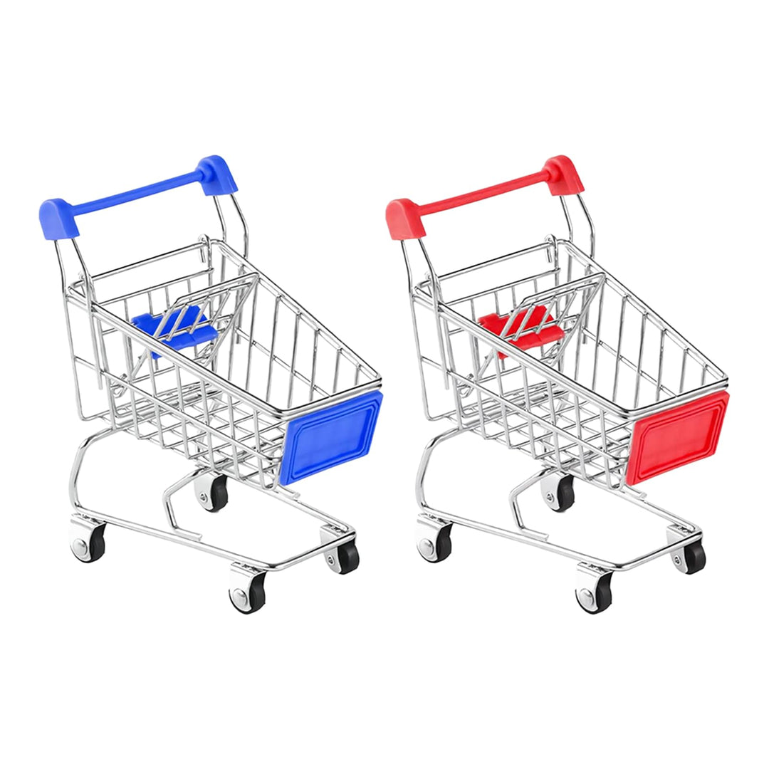 2 Stück Mini Einkaufswagen, Supermarkt Handwagen für Kinder und Erwachsene - Tischdekoration Make-up