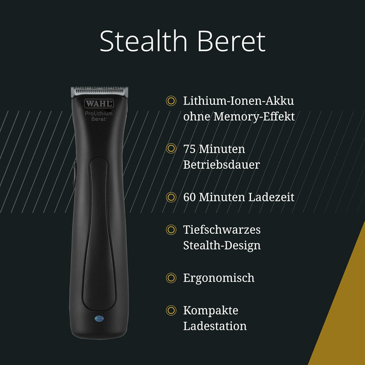Wahl Stealth Beret - Netz-/Kabelloser Konturen-Haarschneider mit Präzisionsklingensatz - Für dichtes