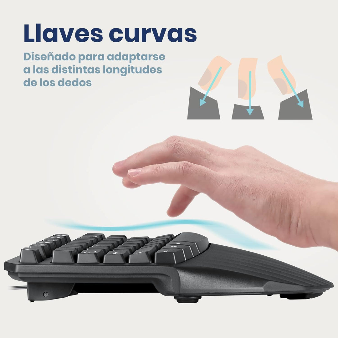 Perixx PERIBOARD-413B ES, Kabelgebundene ergonomische kompakte Geteilte Tastatur, 40 x 27,5 x 5,5 cm