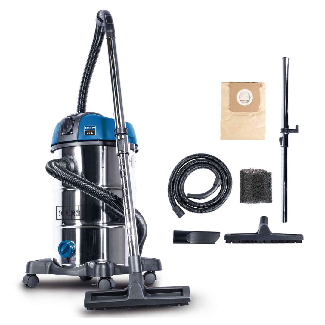 Scheppach NTS30 Premium 3in1 Nass- und Trockensauger 30L | Industriesauger mit Steckdose & Einschalt