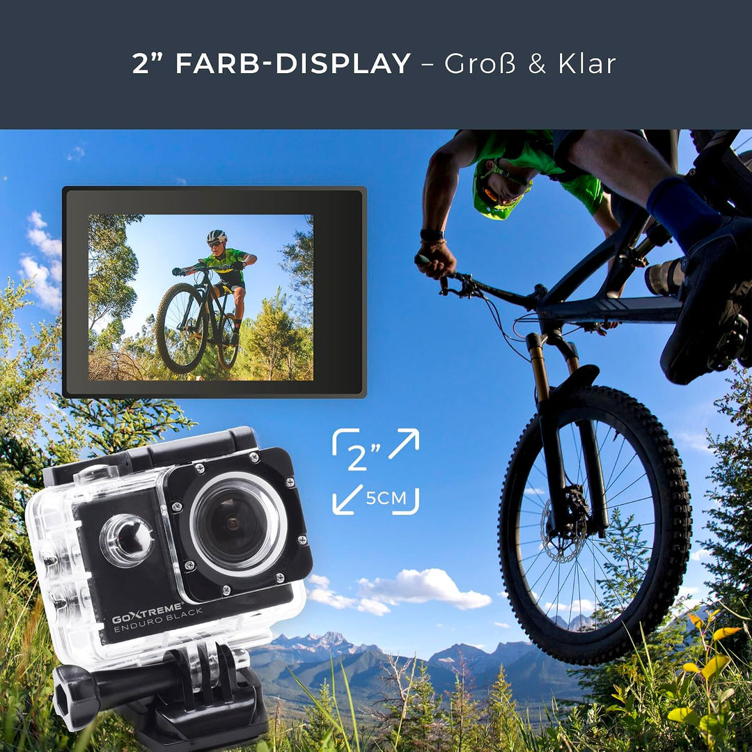 GoXtreme Enduro Black Action Kamera (4K, Real 2, 7K@30fps, FullHD bis 60fps, inkl. Fernbedienung, 2"