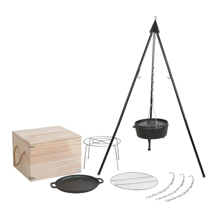 Mayer Barbecue BRENNA Schwenkgrill Set, Dutch Oven Set mit Dreibeinständer, Dutch Oven 5,5 l, Gussei