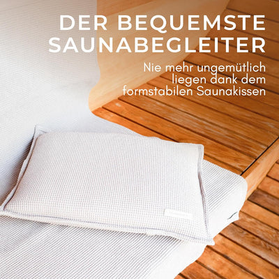 SAUNASOFA® Sauna-Kissen hitzebeständig & waschbar | Made in EU aus Bio-Baumwolle | Sauna-Zubehör für