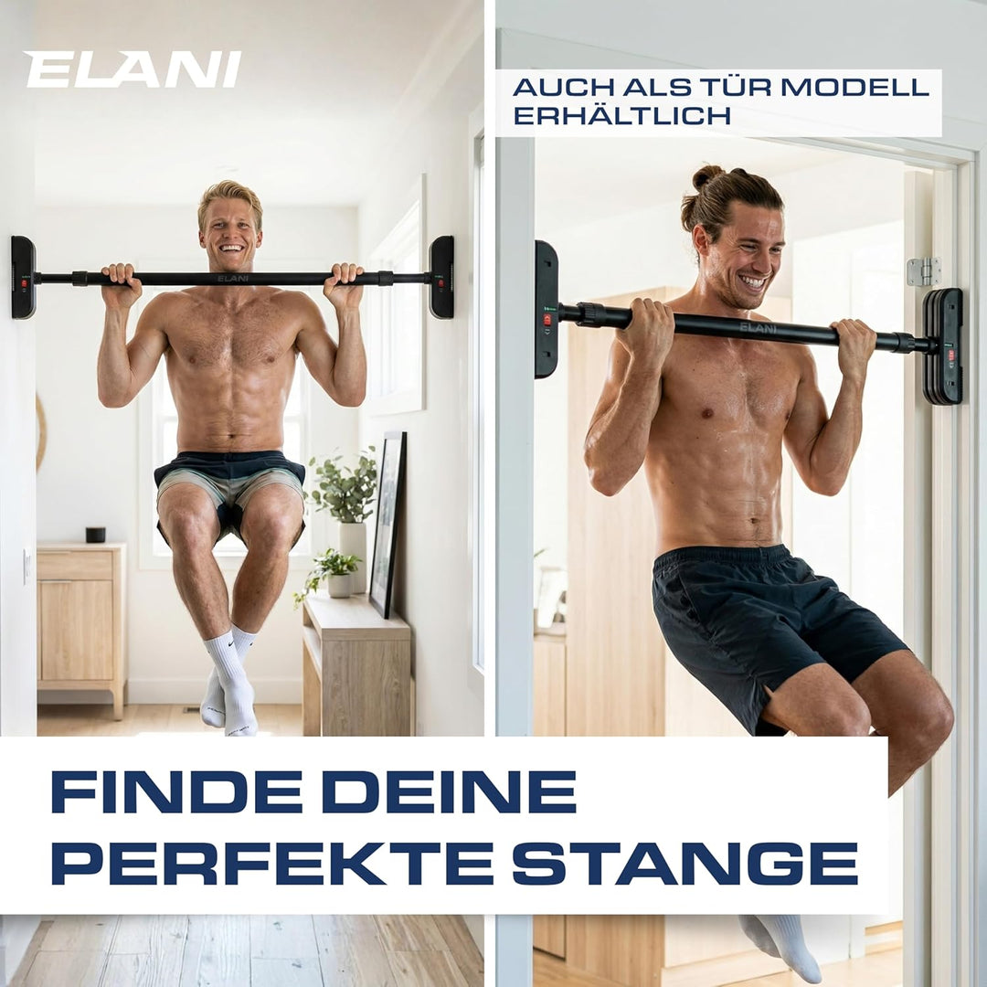 ELANI – Klimaneutrale Klimmzugstange Wand 115-140 cm ohne Bohren mit innovativer Gewindesperre für s