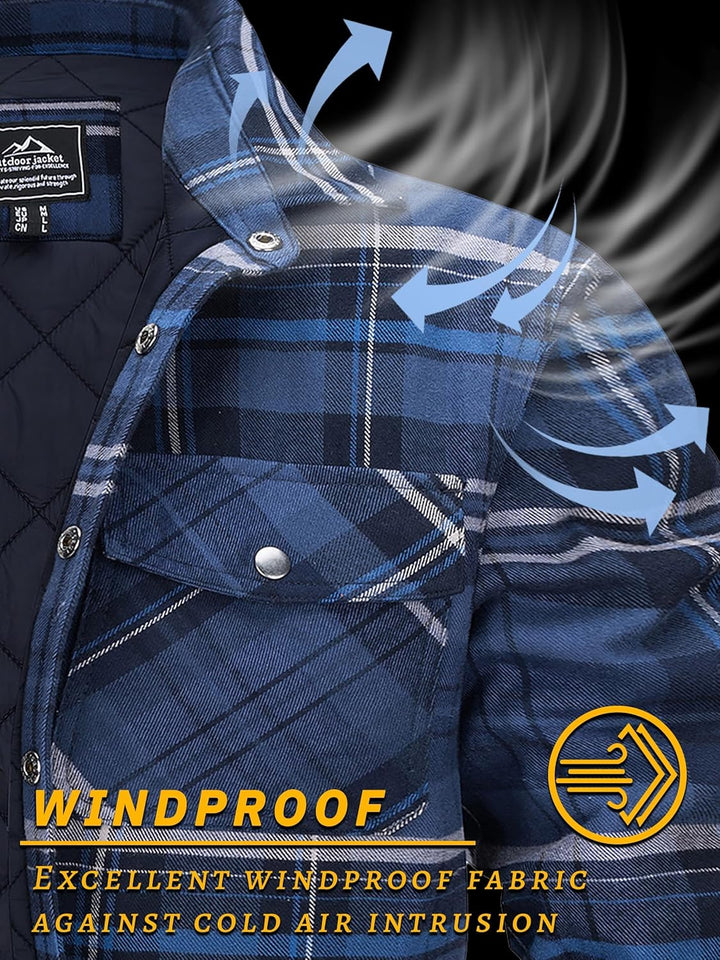 TACVASEN Herren Karierte Hemdjacke Flanellhemd Holzfällerhemd Thermohemd Jacke S Blau Grau, S Blau G