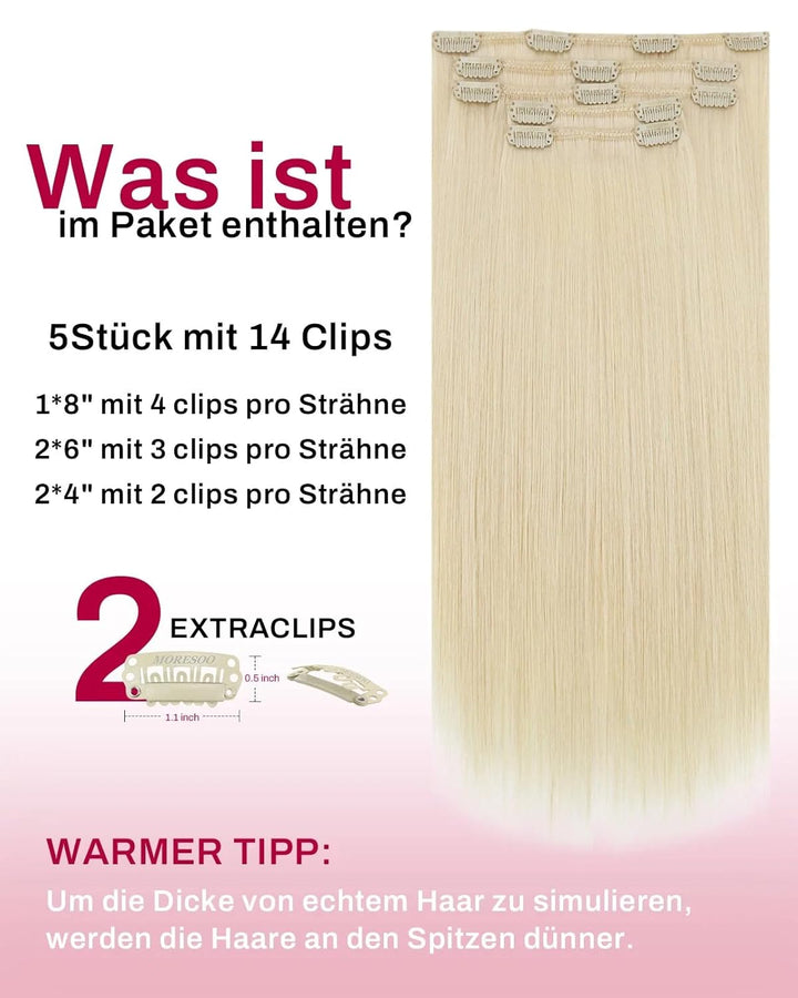 Moresoo Blond Clip Extensions Echthaar Güstig Extensions Echthaar Clip Blond Remy Clip in Extensions