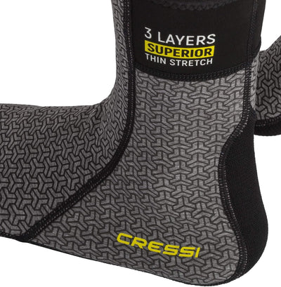 Cressi Thermal Udersuit Socks - Thermosocken für Trockenanzüge, Schwarz/Grau, Unisex für Erwachsene